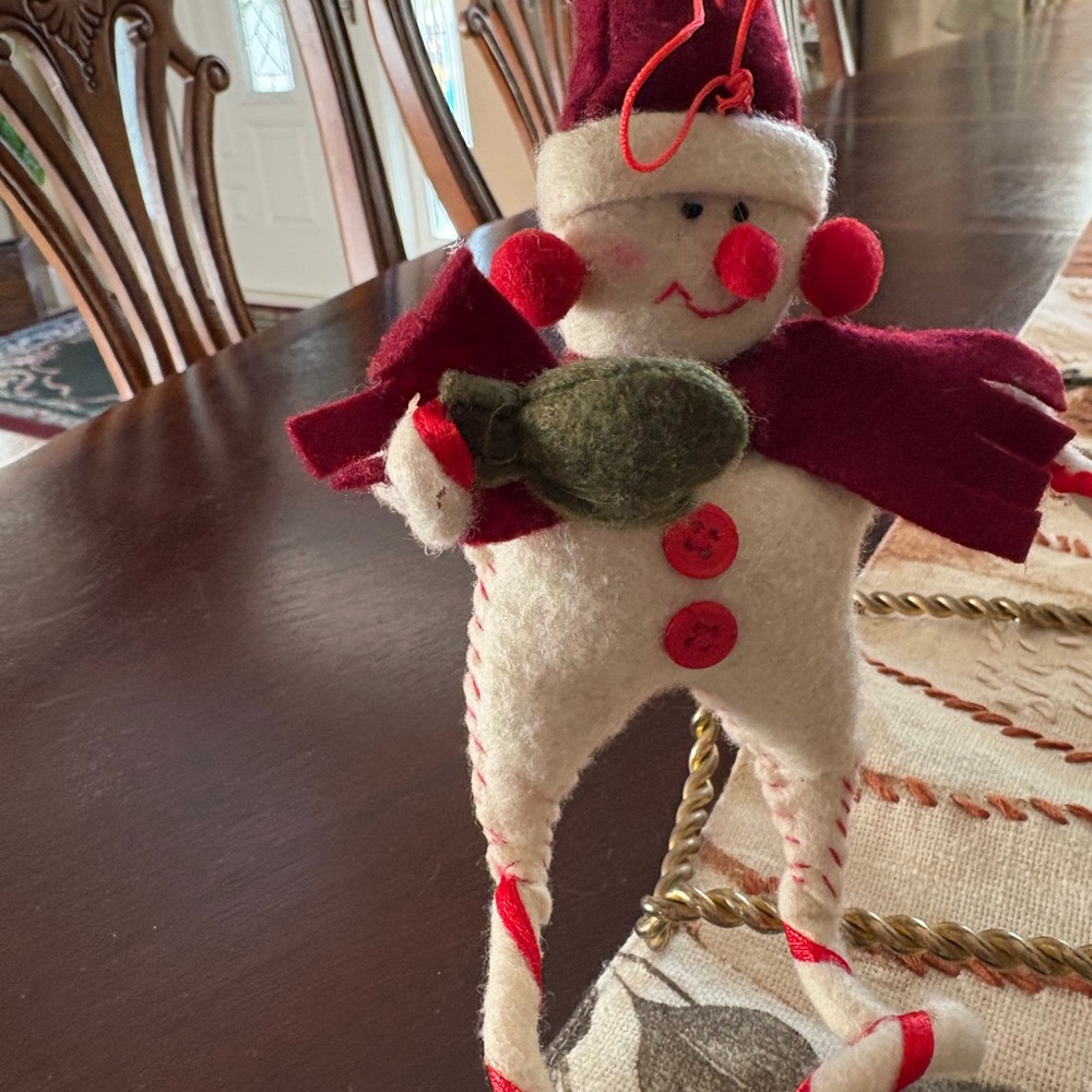 Festive Red and White Holiday Snowman Decoration